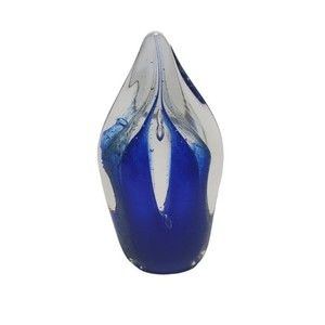 VTG Michael Nourot Studios Art Glass Paperweight Cobalt Submerged Bubble Glass